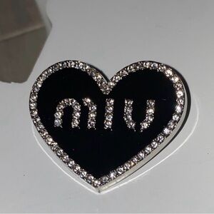 Miu Miu Black Heart Pin with Silver Accents Brooch